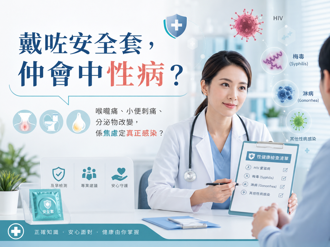 戴安全套後仍擔心感染HIV、梅毒及淋病的性病風險指南