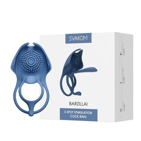 SVAKOM Barzillai 智能鎖精環情侶共震按摩器｜APP 遙控穿透尾部 G 點刺激款（藍色） - Luvlab