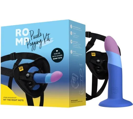 ROMP Piccolo 仿真陽具穿戴套裝｜5 吋彎曲陽具＋可調節穿戴褲｜德國設計品牌 黑色