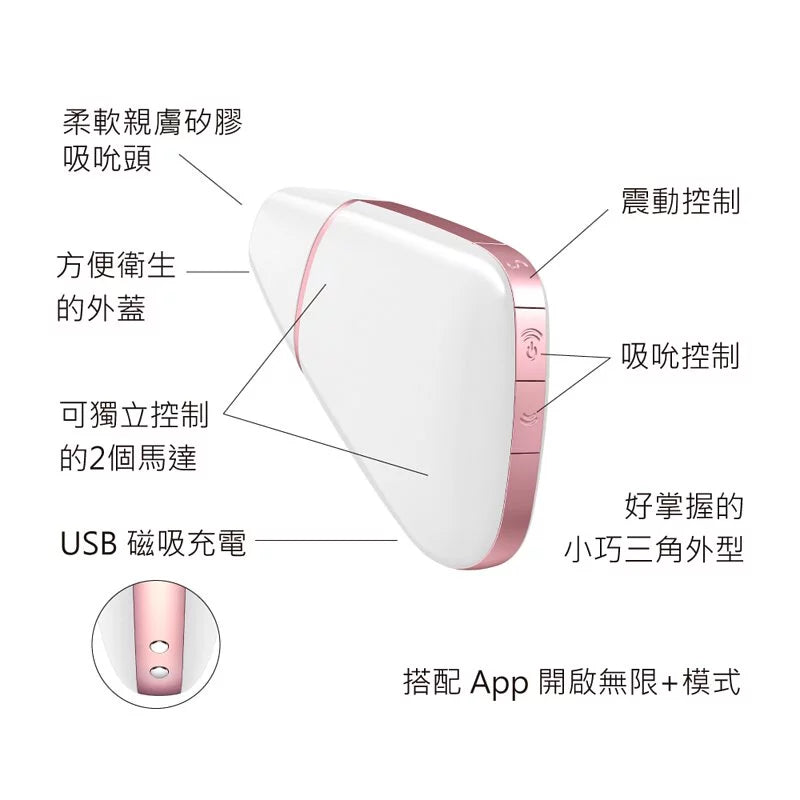 Satisfyer Love Triangle 智慧吸吮震動器｜CES得獎手機APP遙控便攜款（白色） - Luvlab
