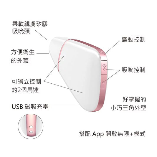 Satisfyer Love Triangle 智慧吸吮震動器｜CES得獎手機APP遙控便攜款（白色） - Luvlab
