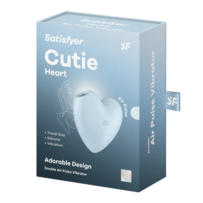 Satisfyer Cutie Heart 吸吮陰蒂震動器｜Air Pulse 空氣脈衝二合一愛心魔餅（天藍） - Luvlab