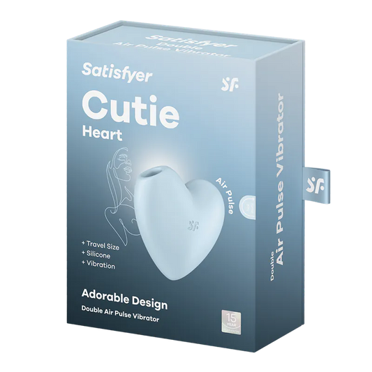 Satisfyer Cutie Heart 吸吮陰蒂震動器｜Air Pulse 空氣脈衝二合一愛心魔餅（天藍） - Luvlab