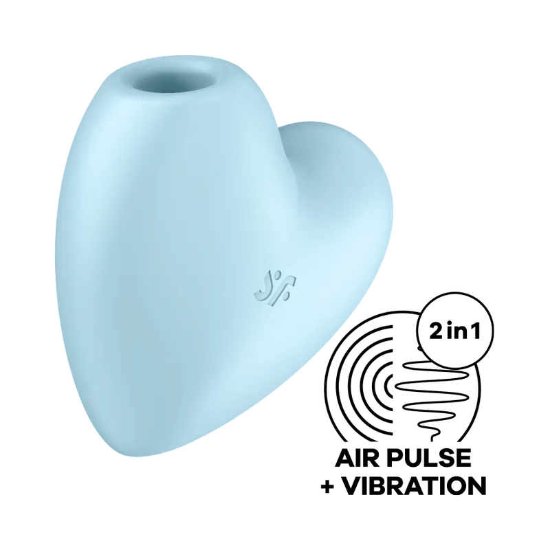 Satisfyer Cutie Heart 吸吮陰蒂震動器｜Air Pulse 空氣脈衝二合一愛心魔餅（天藍） - Luvlab