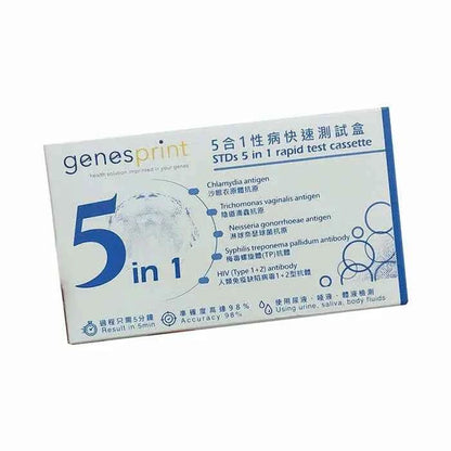 GenesPrint 5合一常見性病快測包 (病毒抗原/抗體檢測試劑盒)