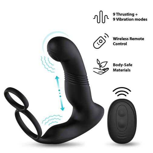 KIKO ThrustingVibe Pro 抽插式前列腺震動按摩器 - 黑色